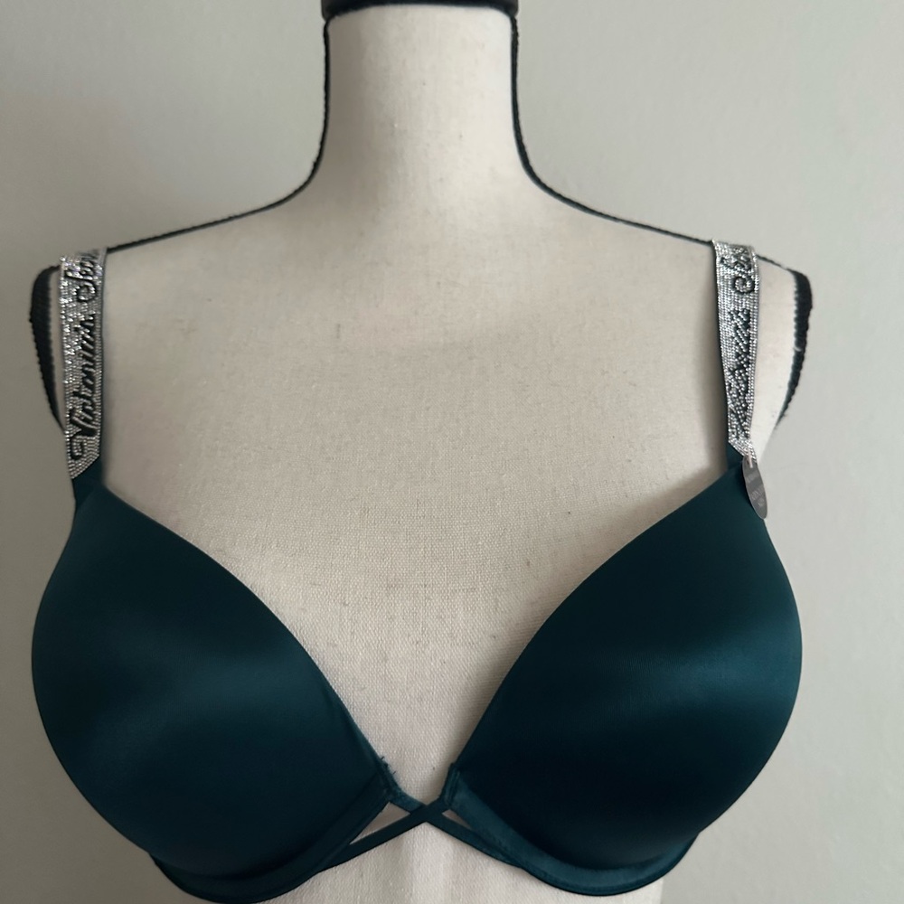 Victoria's Secret Green Bra with Sparkly Straps